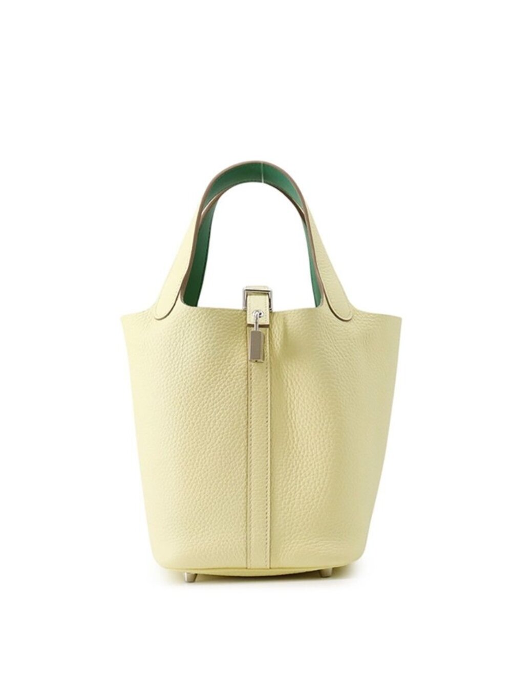 Hermes Handbag Picotin Lock PM Eclat Jaune Milton Vert Vertigo Silver Taurillon